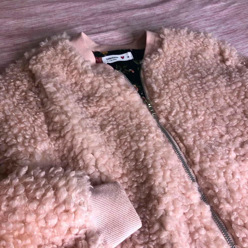 Fuzzy Pink Zip up